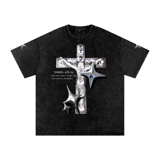 Chromatic Dance Core. Snow Washed Oversized Cotton T-Shirt.