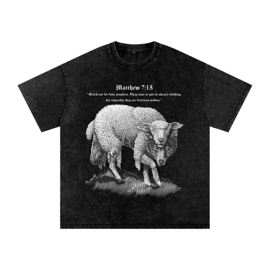 Wolf Disguised Core. Snow Washed Oversized Cotton T-Shirt.