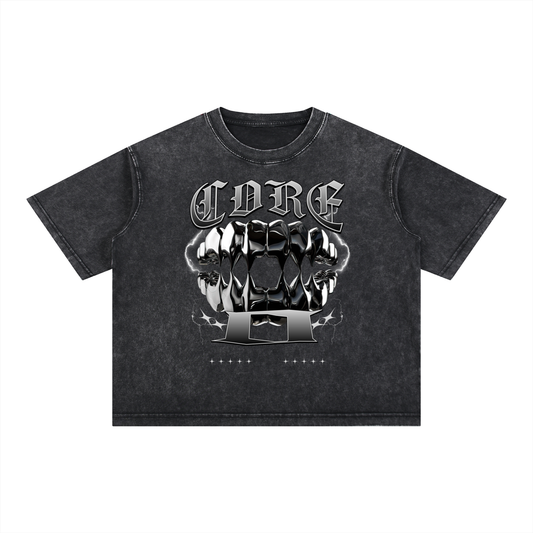 Chrome Teeth Jaw, Mineral Wash Boxy Cotton T-Shirt.